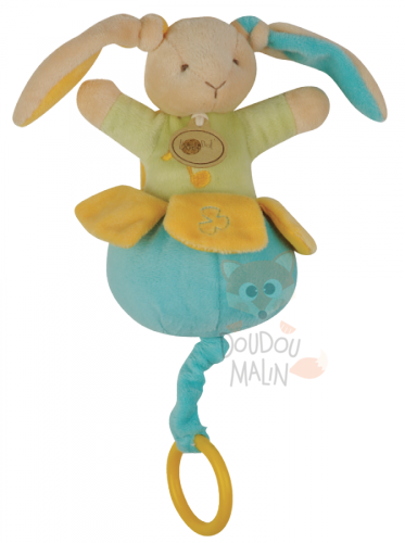  douceur flowers musical lapin bleu jaune vert 